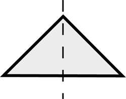 equilateral triangle with a line of symmetry down the center
