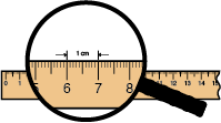 ruler with a close up of a 1 cm measure